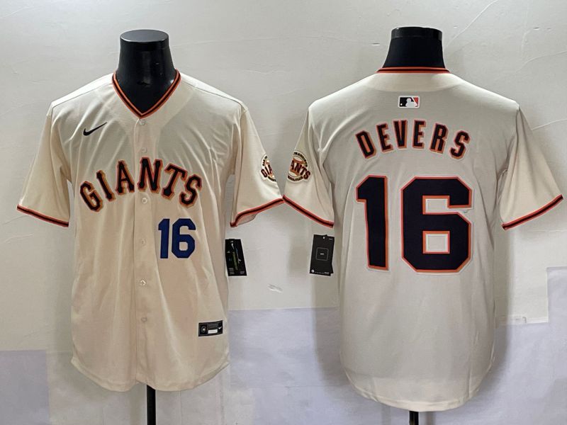 Men 2025 San Francisco Giants 16 Devers Cream Game Nike MLB Jersey style 50